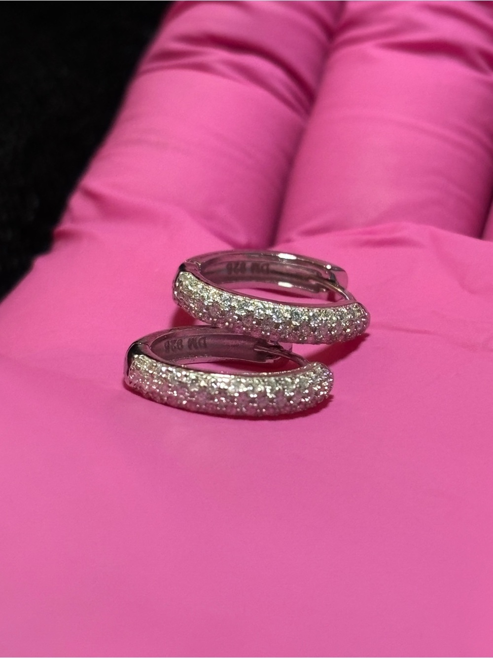 .925 Sterling Silver 1ct. VVS Moissanite Pave’ Huggies - Picture 14 of 17